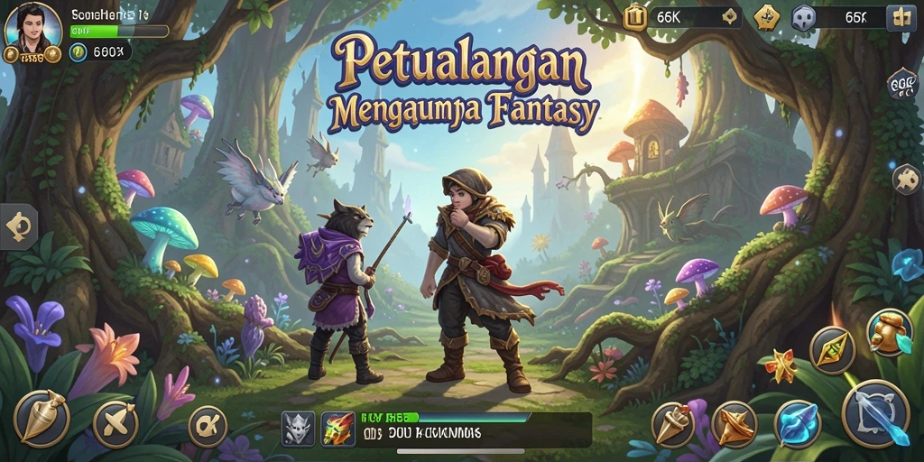 Screenshot 66K menampilkan gameplay petualangan yang mendebarkan dan penuh warna.