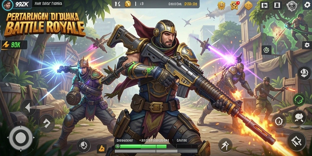 Screenshot utama 99ZK menampilkan pertempuran seru antar pemain.