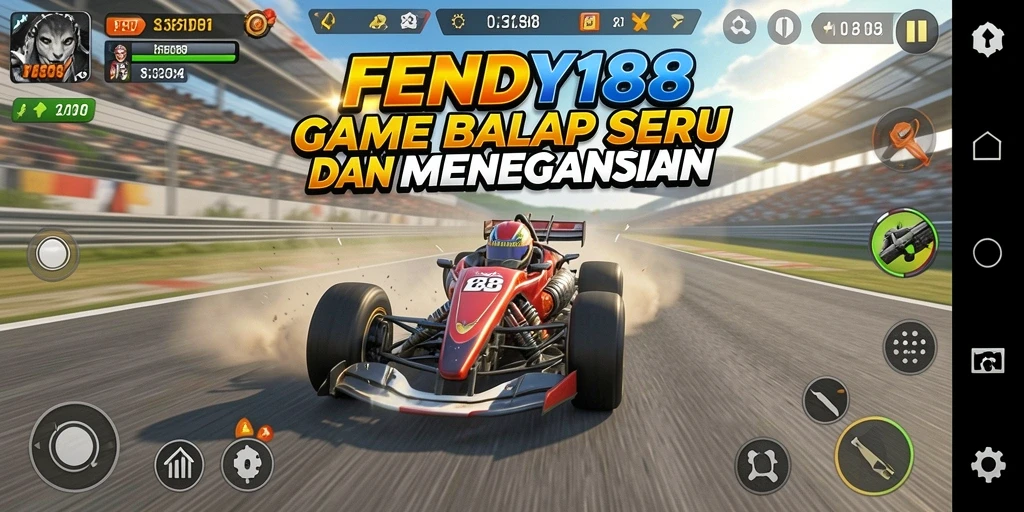 Tampilan gameplay menegangkan di FENDY188 dengan mobil balap yang melaju kencang.