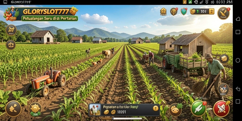 Tampilan menarik dari gameplay bertani di GLORYSLOT777.
