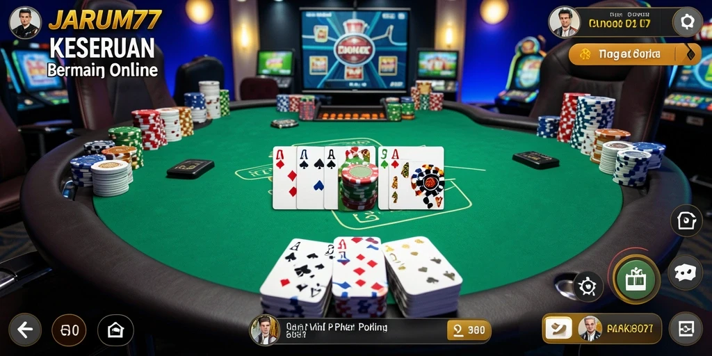 Screenshot gameplay <strong>JARUM77</strong> yang menampilkan serunya bermain poker.