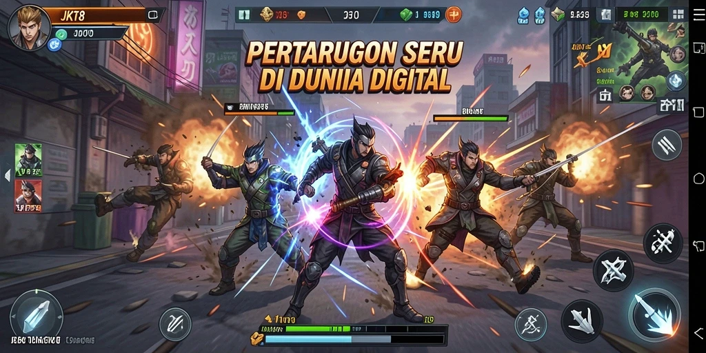 Screenshot menampilkan aksi pertarungan intens di JKT8.