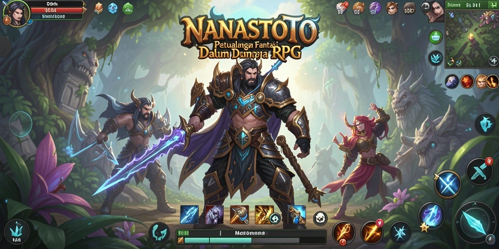 Screenshot gameplay NANASTOTO menunjukkan aksi pertarungan yang intens di dunia RPG.