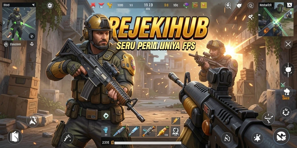 Tampilan gameplay seru dari REJEKIHUB dengan aksi FPS intens.