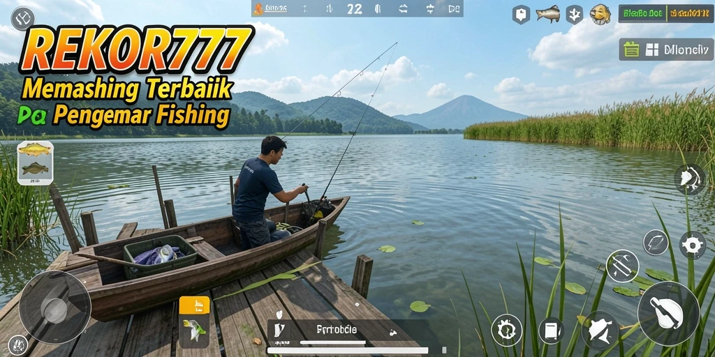 Tampilan gameplay seru di REKOR777 saat memancing ikan.