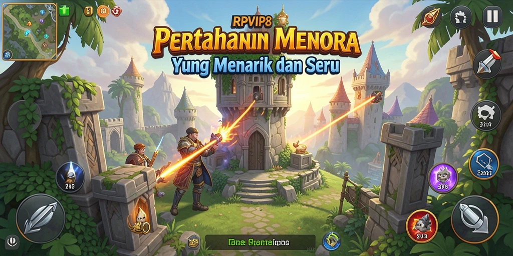 Tampilan gameplay RPVIP8 dengan strategi menara yang menegangkan.