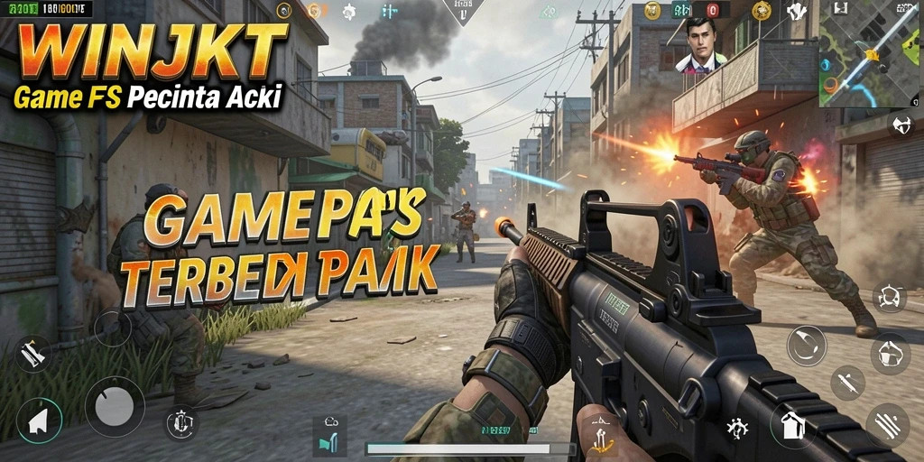 Screenshot WINJKT menampilkan aksi intens gameplay FPS yang mendebarkan.