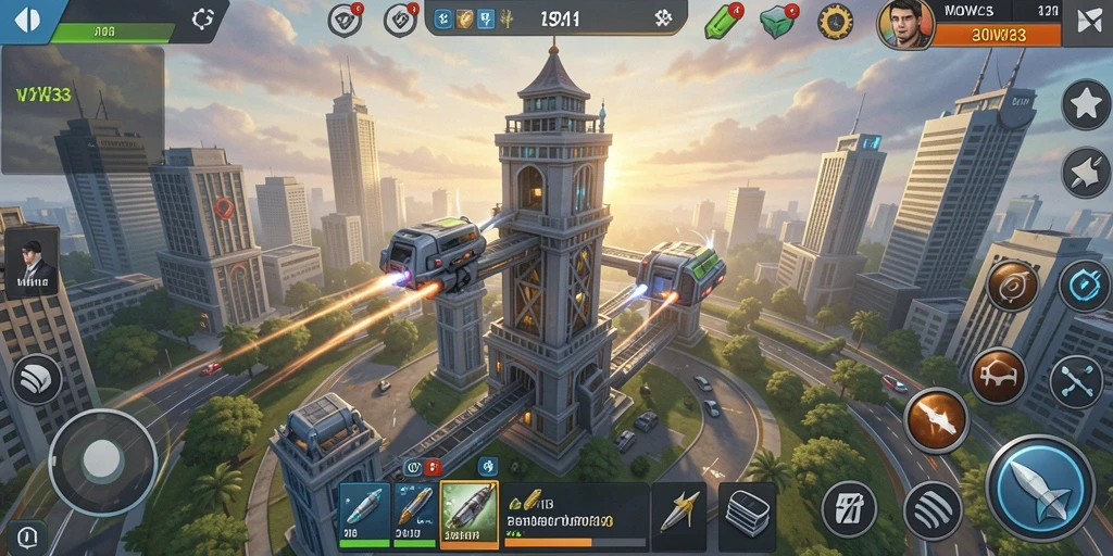 Tampilan gameplay yang dinamis dalam game Tower Defense WOW33.