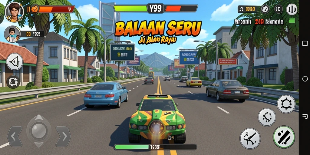 Tampilan gameplay balapan yang mendebarkan di Y89.